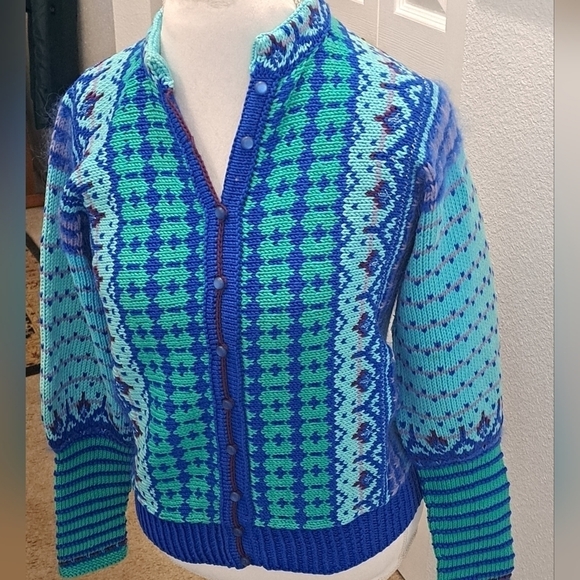 Marlene Designs Norway Fair Isle Cardigan Sweater - Picture 1 of 7